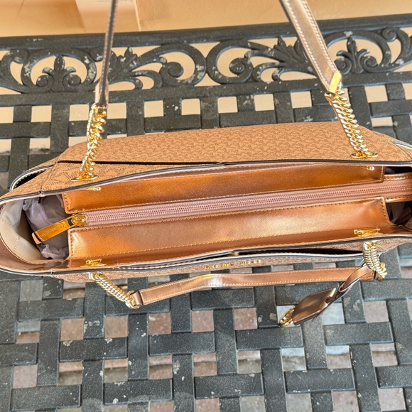 Michael Kors Jet Set Travel Large Chain Shoulder Tote Bag + Wallet MK Rose Gold - Picture 8 of 13